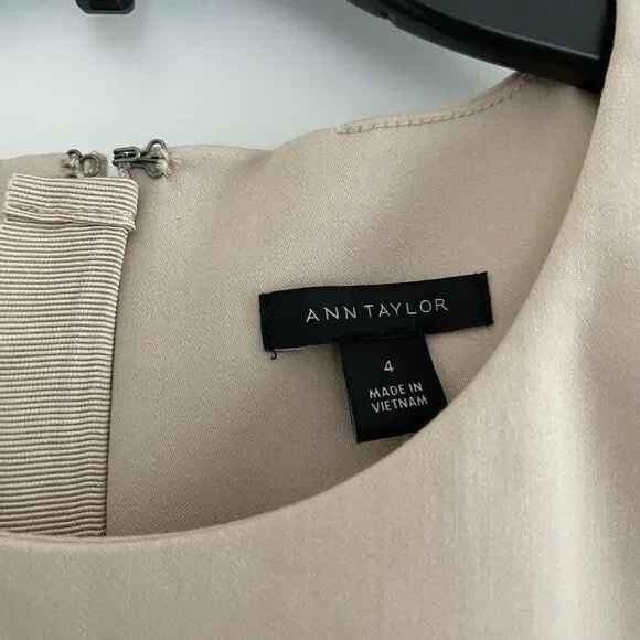 Ann Taylor Bow Tie Beige Dress - Picture 2 of 4
